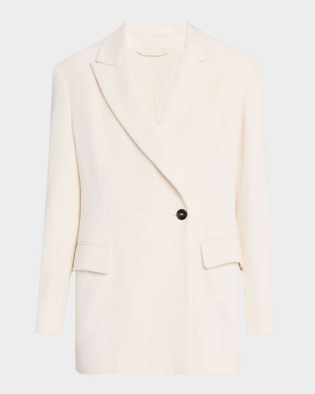 Diagonal Button-Front Viscose Blazer